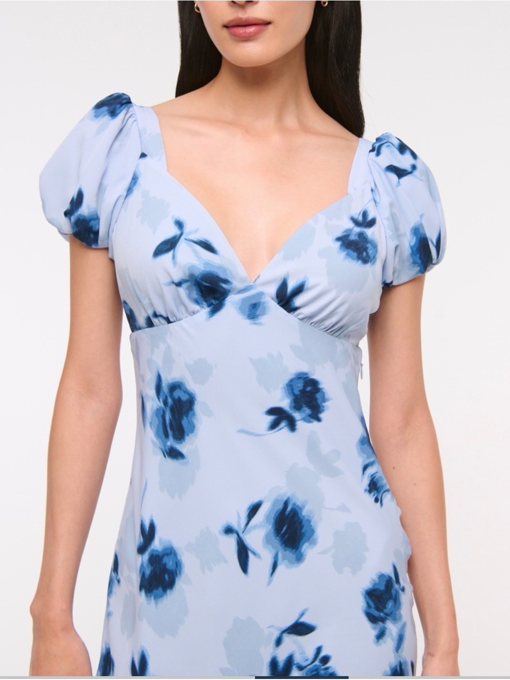 Abercrombie XS Lilac Blue Puff Sleeve Midi Dress - Picture 5 of 8